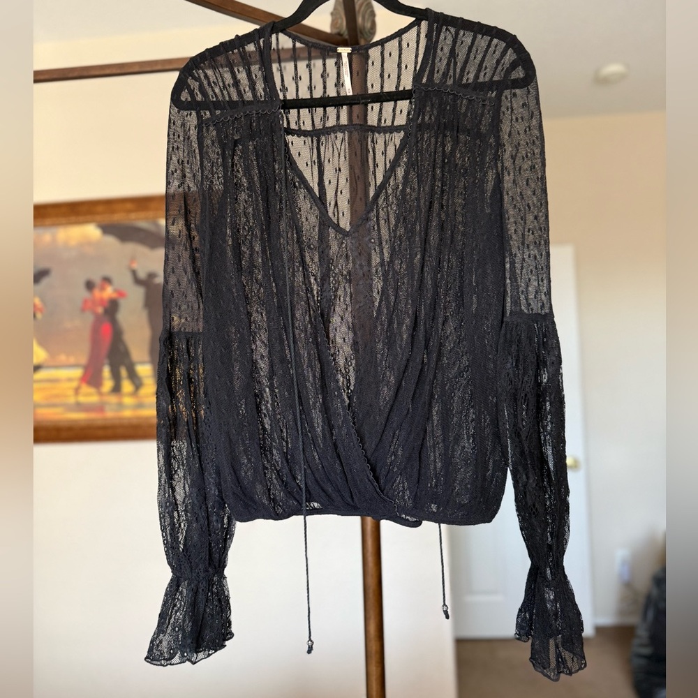 Free People Far Away Black Lace Top - Picture 4 of 9
